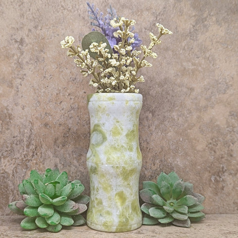 Serpentine in White Jade Bamboo Style Vase~CRSWJVS1