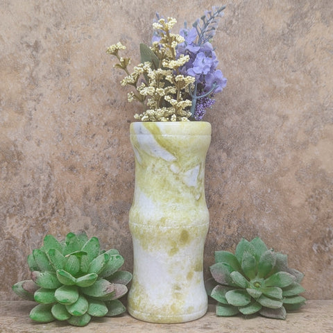 Serpentine in White Jade Bamboo Style Vase~CRSWJVS2