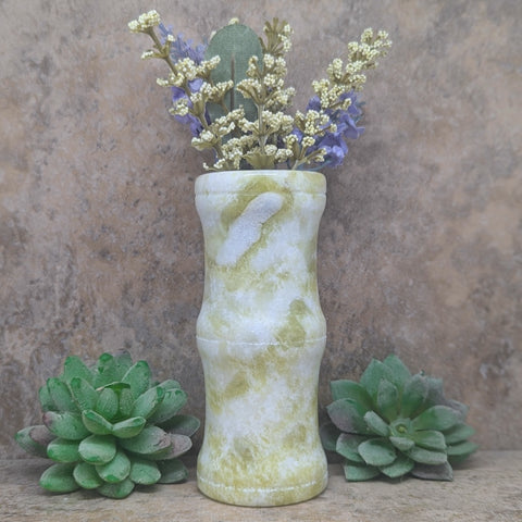 Serpentine in White Jade Bamboo Style Vase~CRSWJVS3