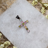 Faceted Mixed Tourmaline Cross Pendant~JMTSSP02