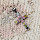 Faceted Mixed Tourmaline Cross Pendant~JMTSSP08