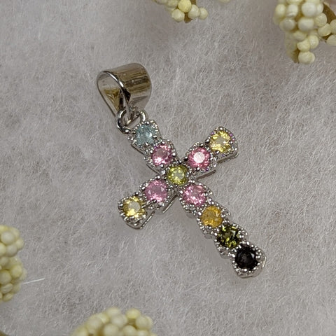 Faceted Mixed Tourmaline Cross Pendant~JMTSSP10