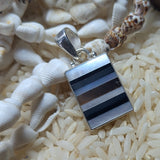 Intarsia Black Onyx & Abalone Pendant~JSSBONAB