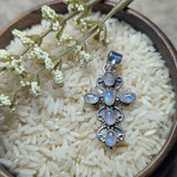 Rainbow Moonstone Cross Pendant~JSSRMP06