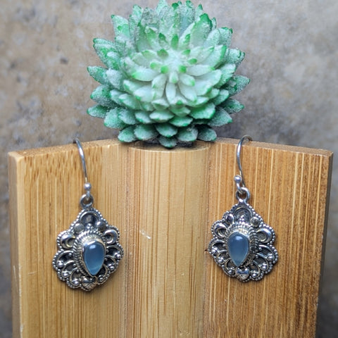 Blue Chalcedony Earrings~JSSBCHL1