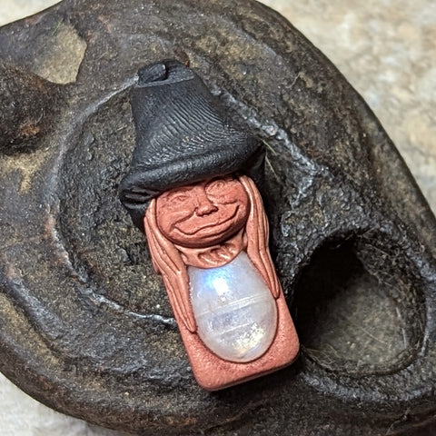 Moonstone Clay Witch Pendant~JMLWITCH