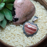 Rhodochrosite Heart Pendant~JSSRHOH3