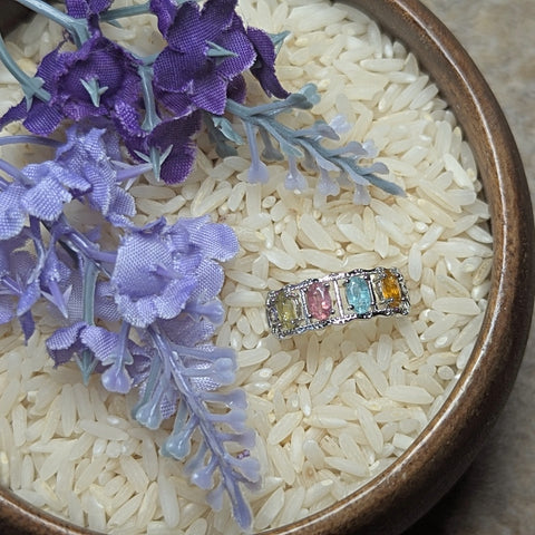 Faceted Mixed Tourmaline Ring~JSTMTR04