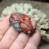 Bloodstone Koi Carving~CRBSKOI4