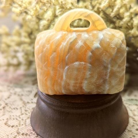 Yellow Calcite Handbag Carving~CRYCHAND
