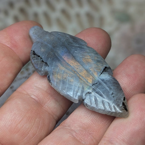 Labradorite Feather Carving~CRLABF03