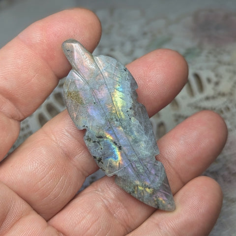Labradorite Feather Carving~CRLABF04