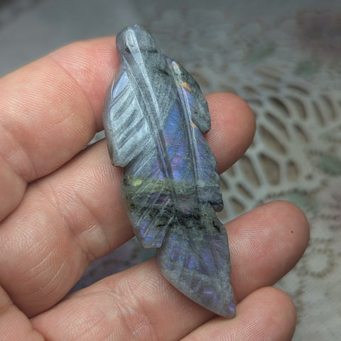 Labradorite Feather Carving~CRLABF05