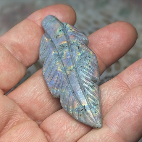 Labradorite Feather Carving~CRLABF06