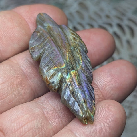 Labradorite Feather Carving~CRLABF08