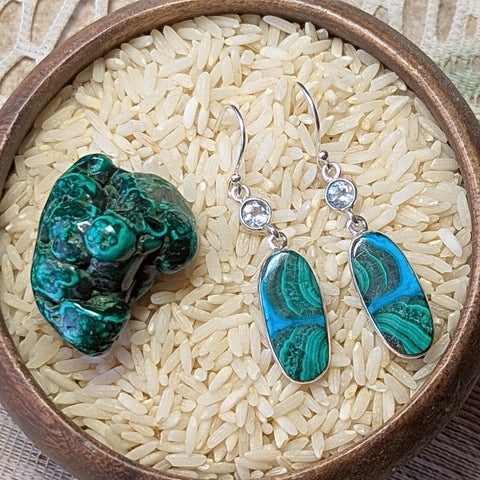 Malachite & Chrysocolla Earrings~JSSMCPER