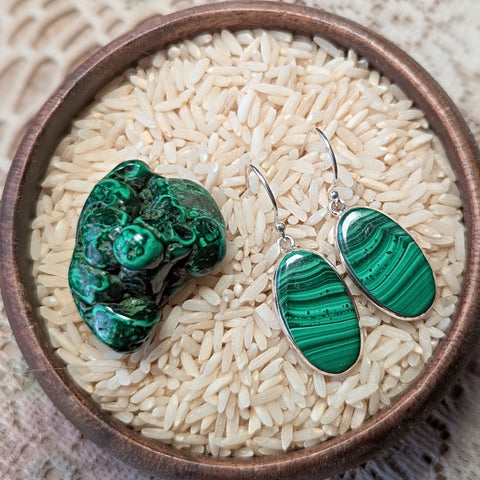 Malachite Earrings~JSSEMAL2