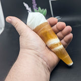 Yellow Calcite Ice Cream Cone Carving~CRYCICC2