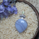 Blue Lace Agate & Peridot Pendant~JSSBLAP1