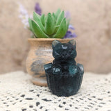 Green Fluorite Cat in a Basket Carving~CRGFCIAB