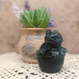 Green Fluorite Cat in a Basket Carving~CRGFCIAB