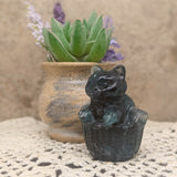 Green Fluorite Cat in a Basket Carving~CRGFCIAB