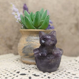 Amethyst Cat in a Basket carving~CRAMCIAB