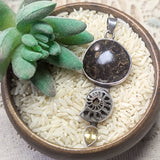 Stromatolite, Pyritized Ammonite & Citrine Pendant~JSSSPACIT