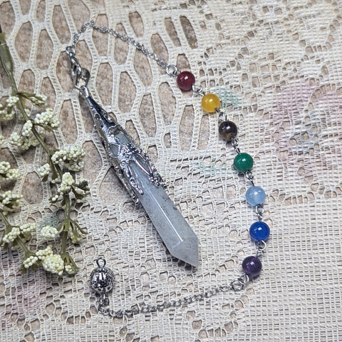 Rainbow Moonstone Chakra Pendulum~PENDCRMN