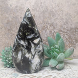 Epidote in Quartz "Flame"~CREQFLM2