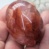 Red Hematoid Quartz Palm Stone~CRRHPS04