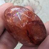 Red Hematoid Quartz Palm Stone~CRRHPS04