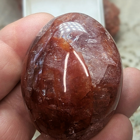 Red Hematoid Quartz Palm Stone~CRRHPS11