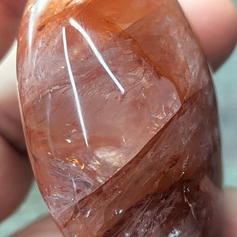 Red Hematoid Quartz Palm Stone~CRRHPS12
