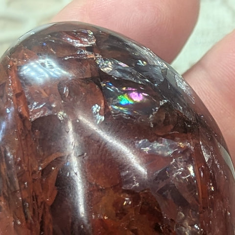 Red Hematoid Quartz Palm Stone~CRRHPS17