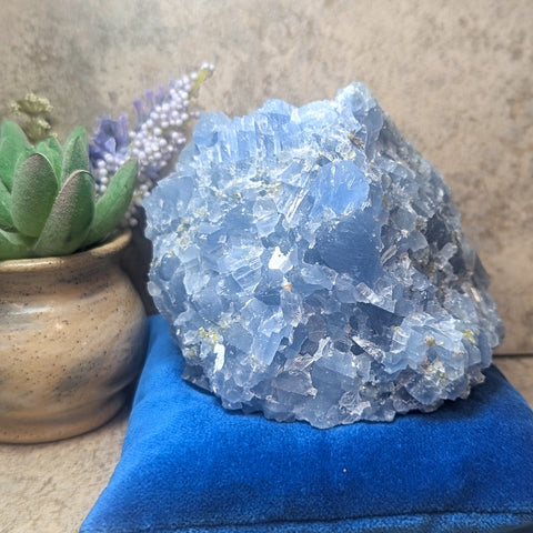 Blue Calcite & Peridot Specimen (Rare)~CRBCPER1