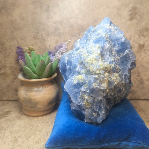 Blue Calcite & Peridot Specimen (Rare)~CRBCPER4