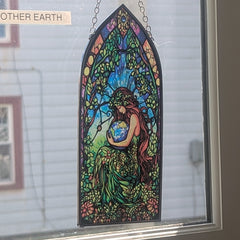 Mother Earth Painted Glass Suncatcher ~HDSC~MOTE