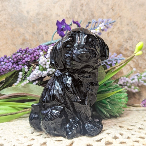 Obsidian Dog Carving~CROBDOGC