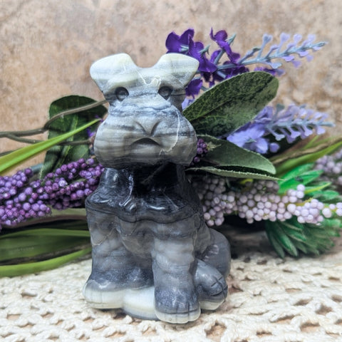 Yin Yang Quartz Schnauzer Dog Carving~CRYYQDOG