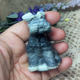 Yin Yang Quartz Schnauzer Dog Carving~CRYYQDOG
