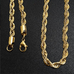 18k Gold PVD Stainless Steel Rope Chain~JGSTS26R
