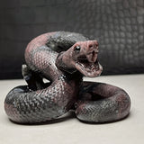 Garnet in Arfvedsonite Snake Carving~CRNJSNK4