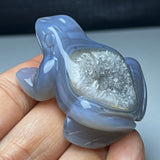 Blue Lace Agate Frog Carving~CRBLAFRG