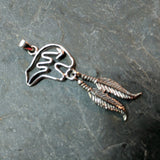 Sterling Silver Bear & Feathers Pendant JSSBEARF