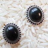 Black Tourmaline Post Earrings-Large~ JSSBTER1