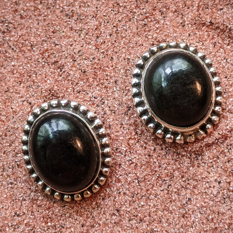 Black Tourmaline Post Earrings-Large~ JSSBTER1