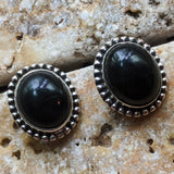 Black Tourmaline Post Earrings-Large~ JSSBTER1