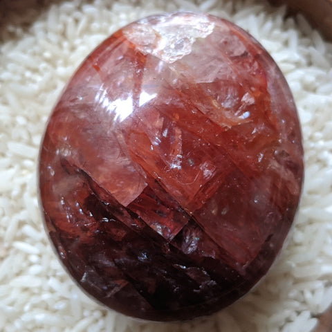 Red Hematoid Quartz Palm Stone~CRRHPS27