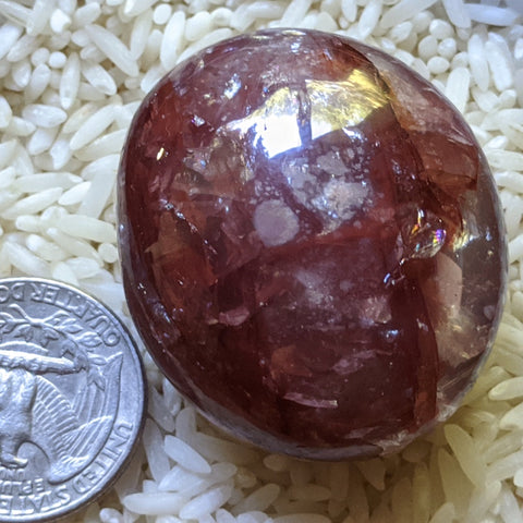 Red Hematoid Quartz Palm Stone~CRRHPS01